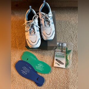 Orthofeet Tahoe Women’s Sneakers Size 10.5 X-WIDE White/ Blue Tie-Less Lace